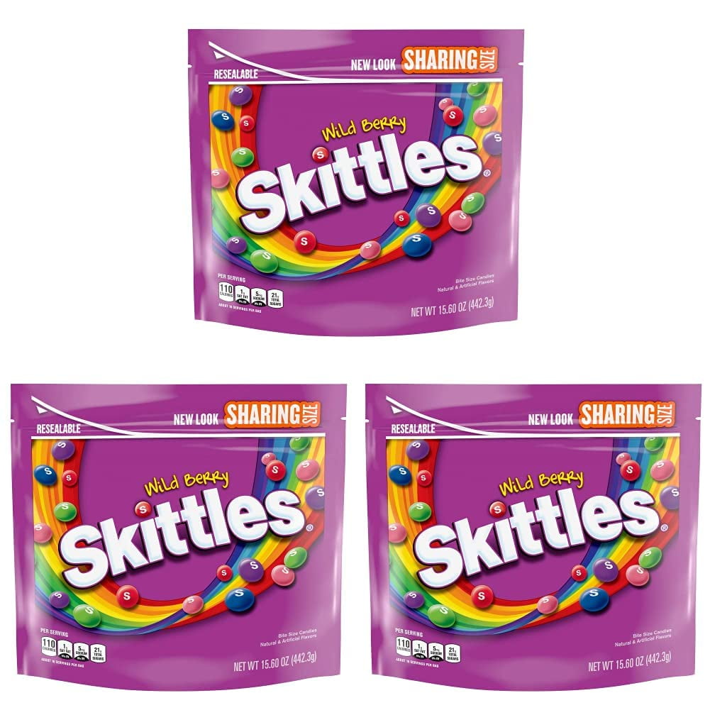 Skittles, Wild Berry Candy Sharing Size Bag, 15.6 Oz (Pack Of 3 ...