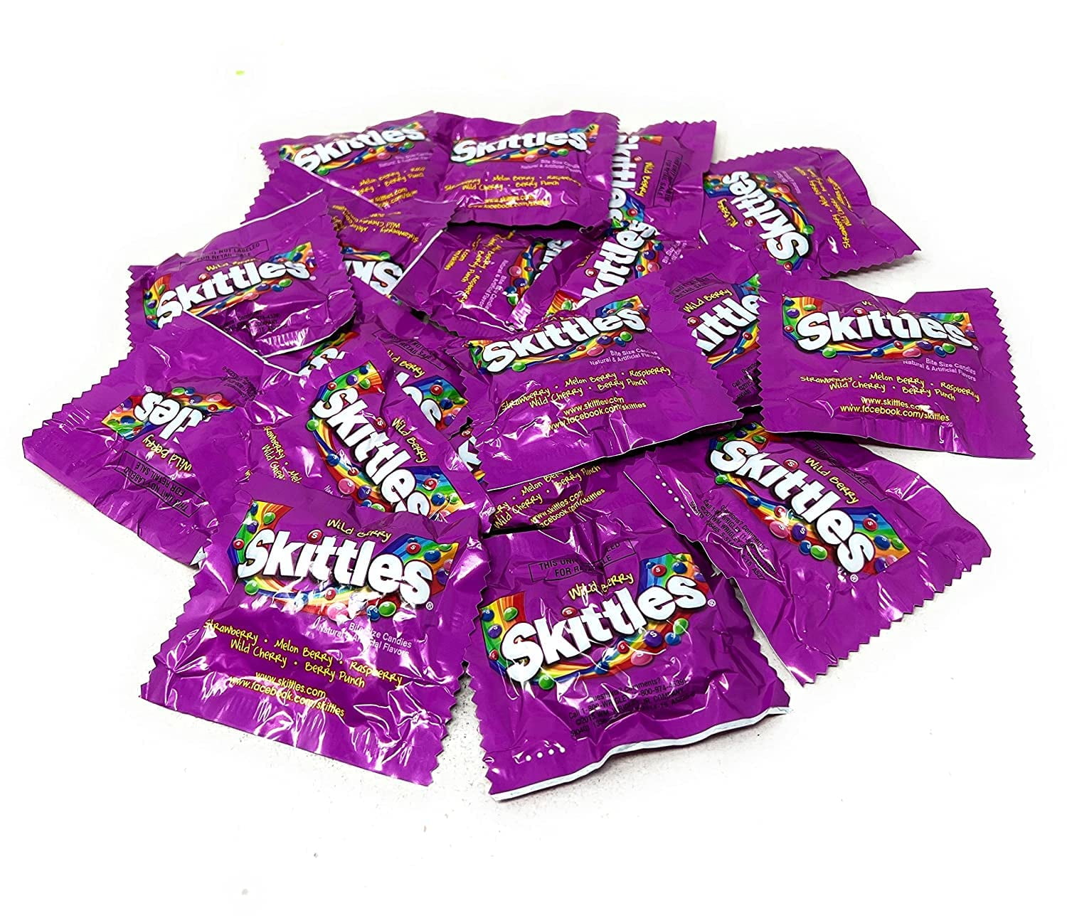 Skittles Wild Berry Flavor Candy Coated Fruit Chew Fun Size 1.5 Lbs Individually Wrapped Bulk Party Assortment 25+ Bite Size Mini Packs In Resealable Bag (24 Oz)