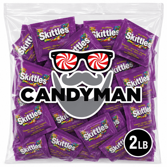 Skittles Wild Berry Flavor Candy Coated Fruit Chew Fun Size- 2 Lb Bulk