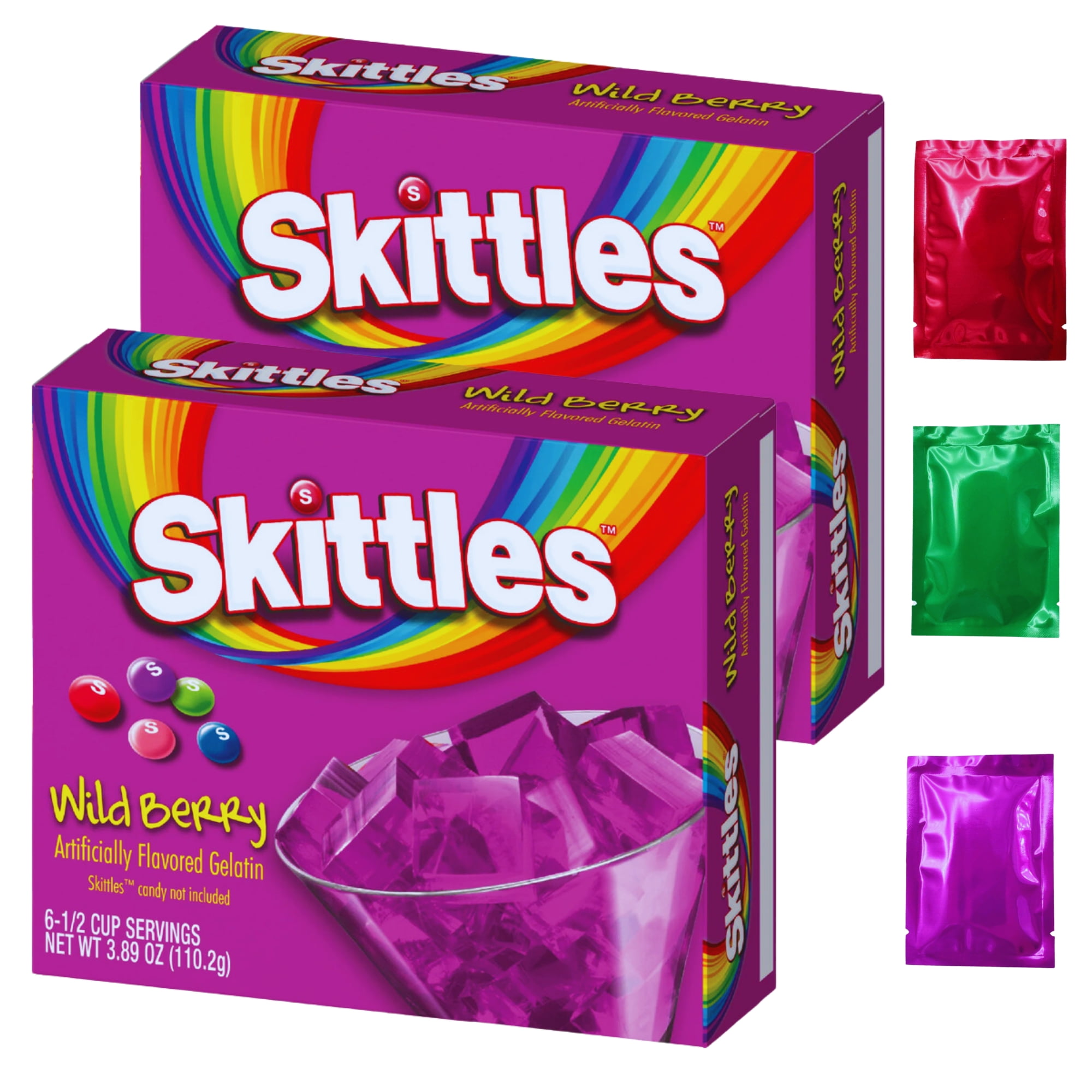 Skittles Wild Berry Gelatin Mix, 3.89oz (2 Boxes, 12 Servings) Fruity