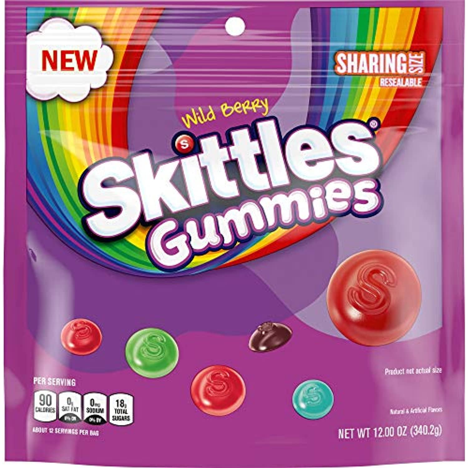 Skittles Wild Berry Gummy Candy, 12 Oz Sharing Size Bag