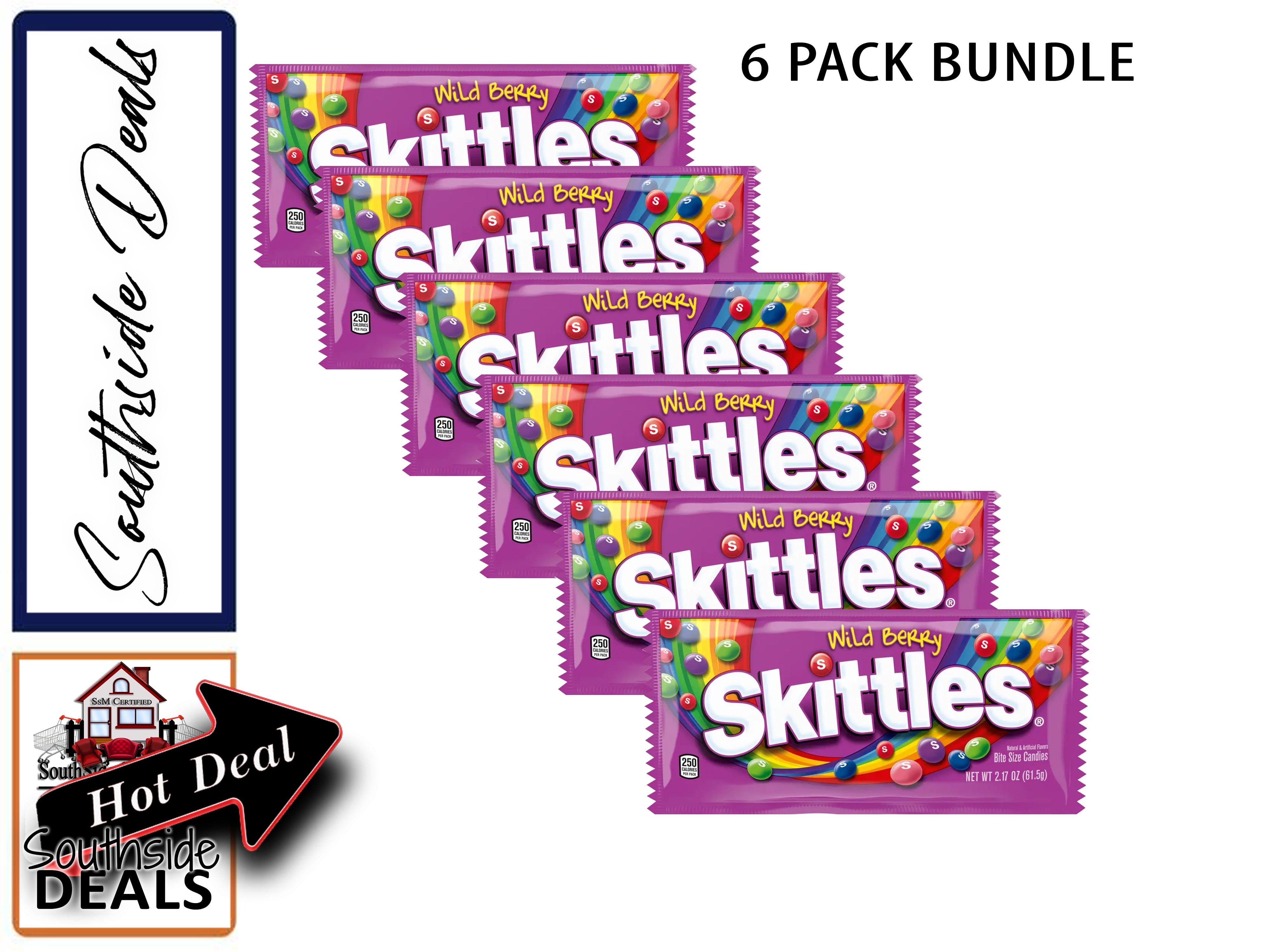 Skittles Wild Berry Gummy Candy, Full Size - 2.17 oz Bag (Pack of 6)