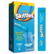 Skittles Zero Sugar Gallons-to-Go Powdered Drink Mix, Tropical Punch, 8 Count Gallon Pitcher Packets