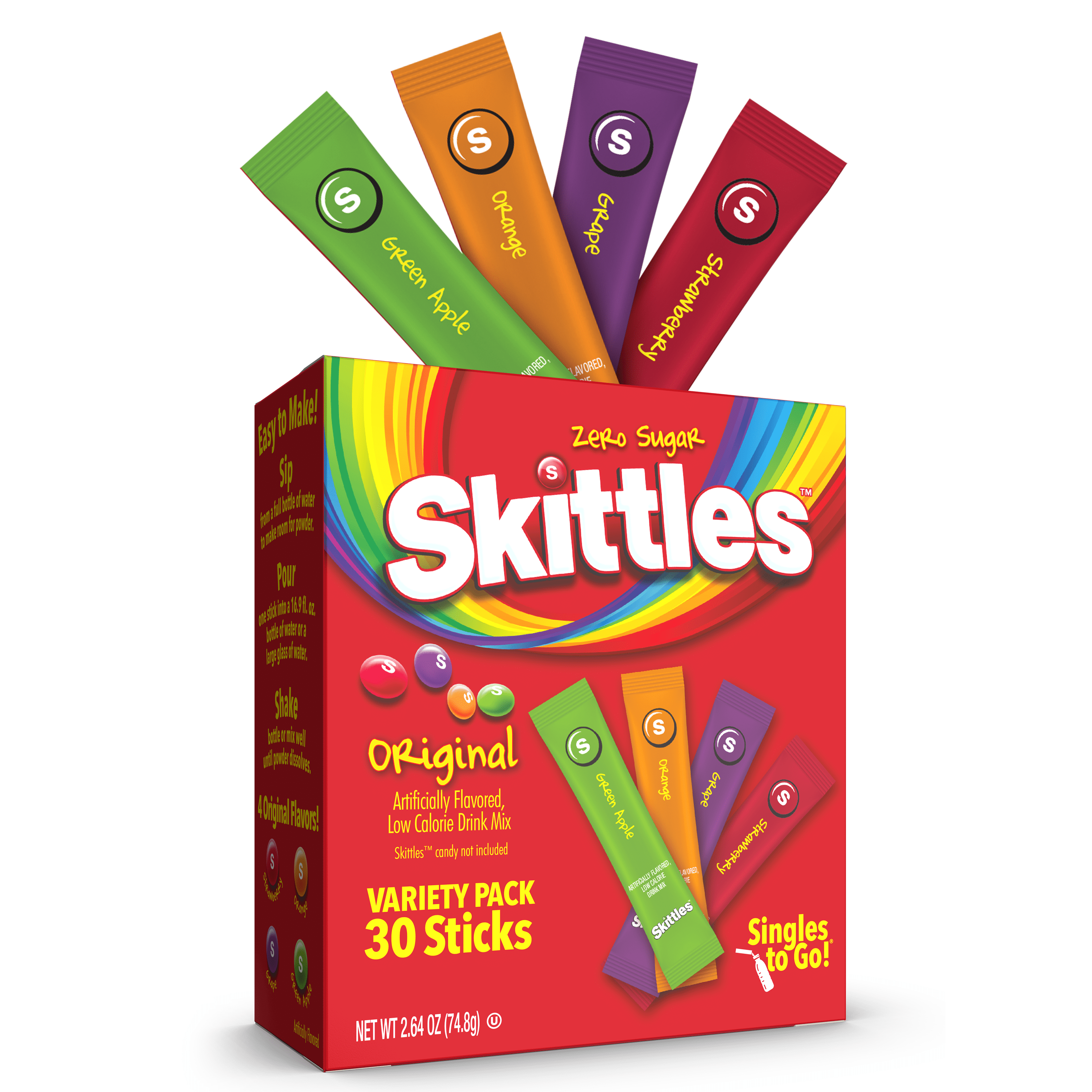 Skittles Zero Sugar Variety Pack SinglestoGo Powdered Drink Mix