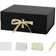 thumbnail image 1 of Skivra Large Black Gift Box with Ribbon - 1 Pack, 13x11x5.3 Inch Rectangle Collapsible Luxury Box with Lid and Magnetic Closure, Crinkle Cut Paper Shred with Card, 1 of 14