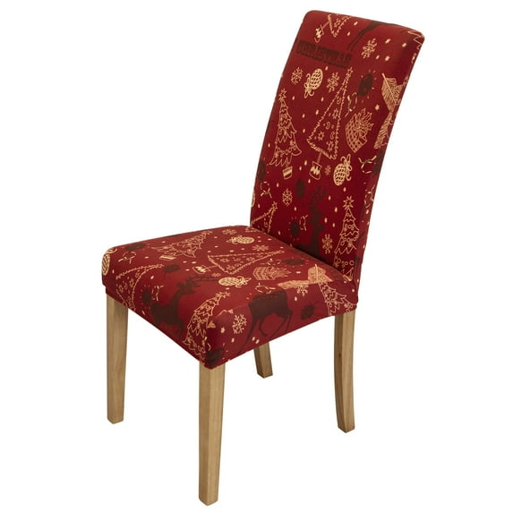 Skksst Christmas Printed Dining Chair Slipcover Xmas Home Decor 1-8 Pack Seat Protector Cover