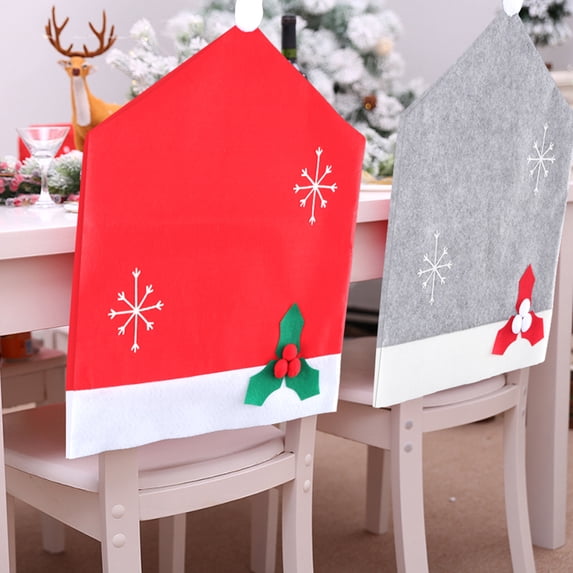 Skksst Christmas Seat Cover Waterproof Chair Back Potector Home Dining Room Kitchen Chair Slipcover, 2pcs