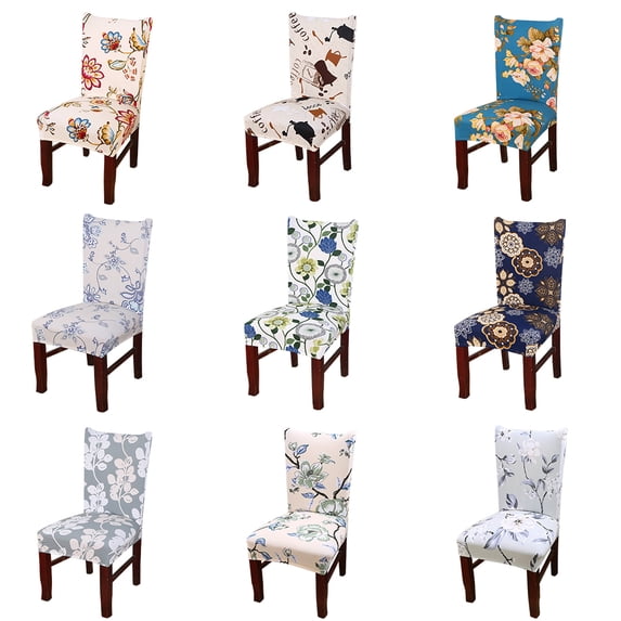 Skksst Floral Print Dining Chair Slipcover Home Banquet Decor Washable Seat Protector Cover, 6pcs