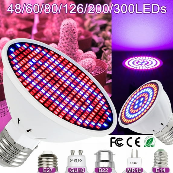 Skksst GU10 Plant Grow Light Bulb 48 LEDs Red Blue Spectrum Indoor Succulents Veg Flower Growth Lamp