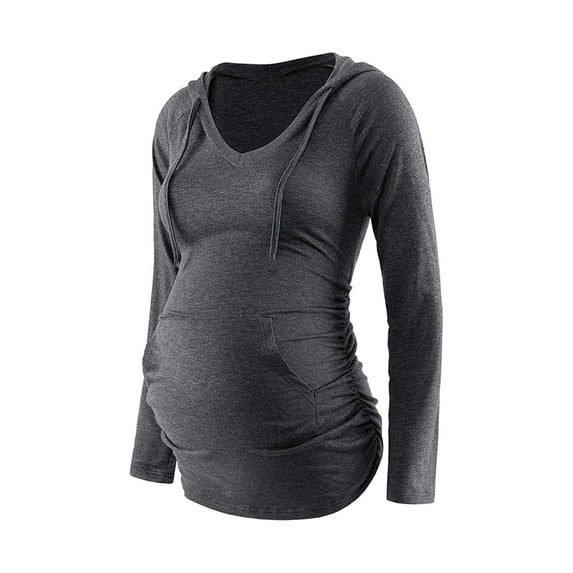 Skksst Maternity Women Long Sleeve Hooded Tops Nursing Casual T-Shirt Blouse