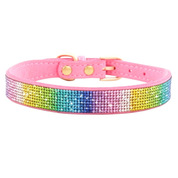 Skksst Pet Collar Rhinestone Bling Dog Reflective Necklace With Soft Suede Leather