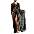 thumbnail image 1 of Skksst Sexy Women Nightwear Kimono Nightwear Lace Dressing Long Gown Bath Robe, 1 of 5