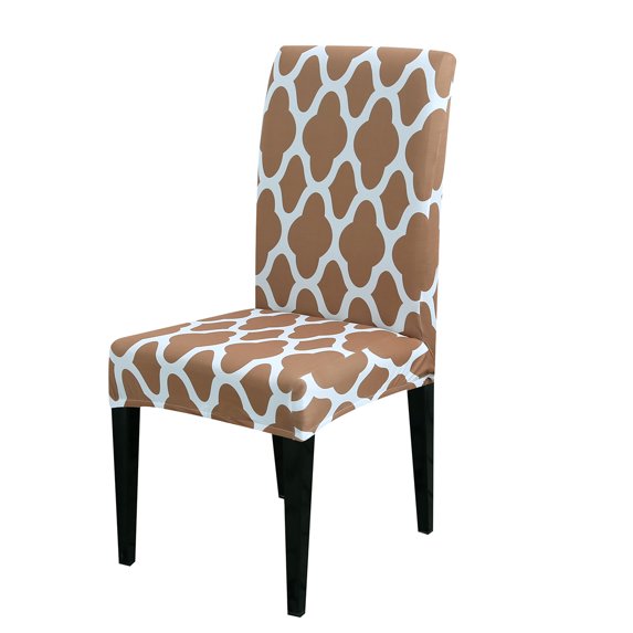 Skksst Spandex Dining Chair Slipcover Printed Home Banquet Removable Seat Protector Cover, Set of 6