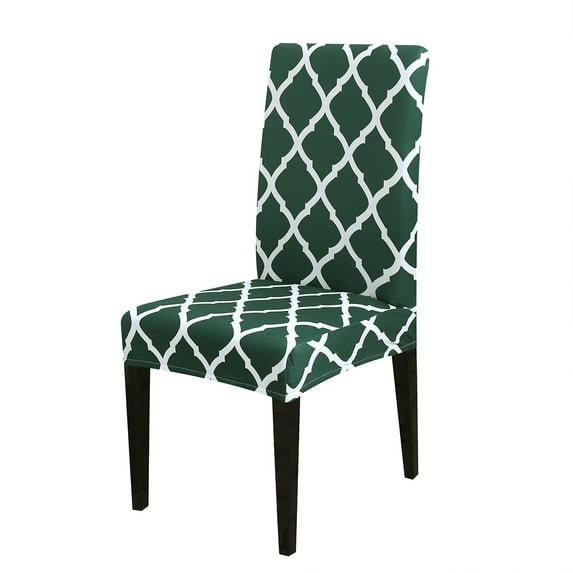 Skksst Spandex Dining Chair Slipcover Printed Home Banquet Removable Seat Protector Cover, Set of 8