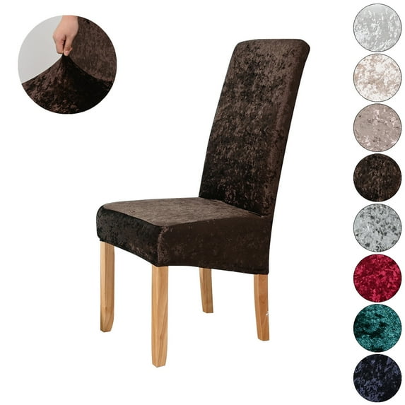 Skksst Velvet Dining Chair Slipcover Home Banquet Party Seat Protector Extra Large Removable Cover, Set of 8