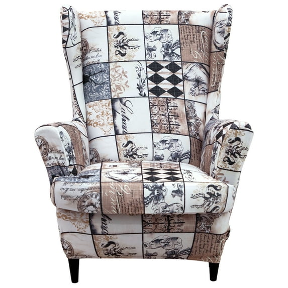 Skksst Wingback Sofa Cover Floral Print Armchair Slipcover 2 Pieces Stretch Home Decor Furniture Portector