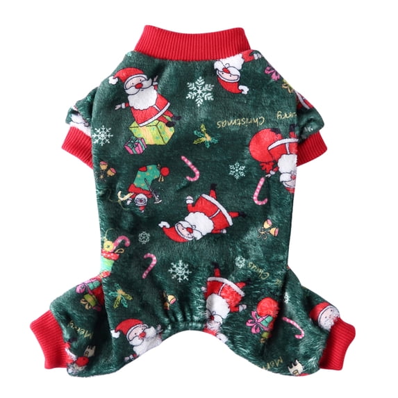 Skksst Winter Warm Pet Clothes Christmas Holiday Fleece Jumpsuit Pajamas Puppy Dog Xmas Costume