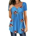 thumbnail image 1 of Skksst Women's Short Sleeve Print Round Neck Causal Top, 1 of 5