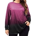 thumbnail image 1 of Skksst Womens Gradient Color Long Sleeve Layered T Shirt Blouse Tops Plus Size, 1 of 2