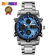 Skmei 3 Time Back Light Display Digital Watches Mens Full Steel Strap Quartz Wristwatch Countdown Clock Relogio Masculino 1389