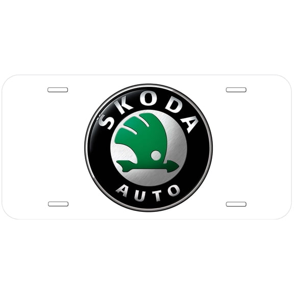 Skoda White Flat Novelty Car Auto License Plate