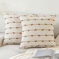 thumbnail image 1 of Skodaer Boho Throw Pillow Covers 18"x18" Set of 2 Modern Farmhouse Decorative Cushion Case Tufted Square Pillows Cover Neutral Pillow Cases Accent Pillowcase for Sofa, Couch, Bed,Brown, 1 of 8