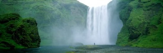 Skogafoss Falls Skogar River Iceland Canvas Art - Panoramic Images (36 x 12)