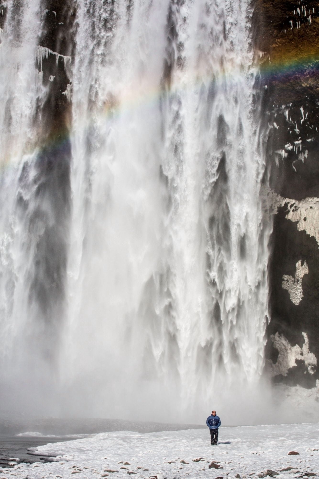 Skogarfoss Waterfall in the Winter Iceland Canvas Art - Panoramic Images (27 x 9)