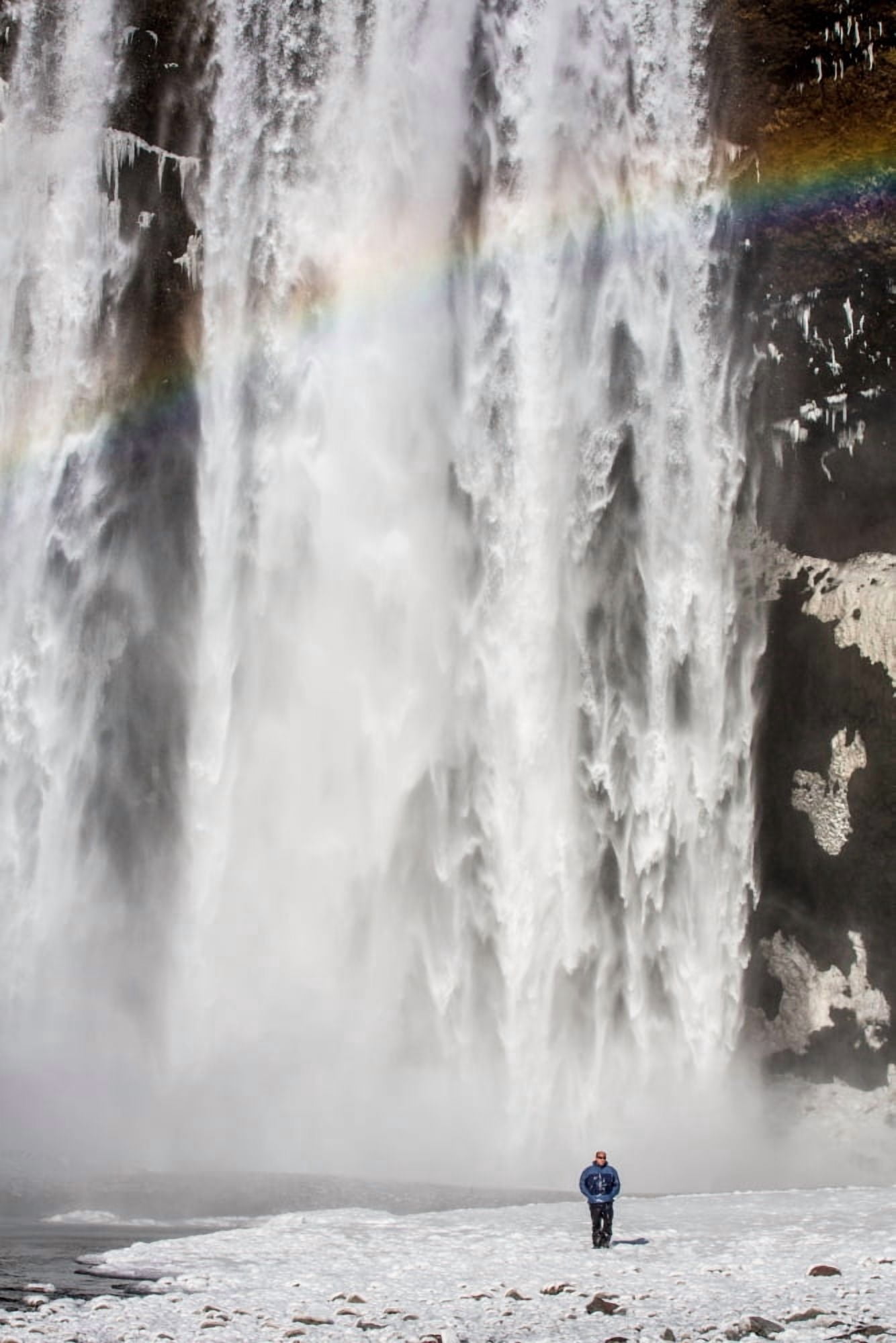 Skogarfoss Waterfall in the Winter Iceland Canvas Art - Panoramic Images (36 x 12)