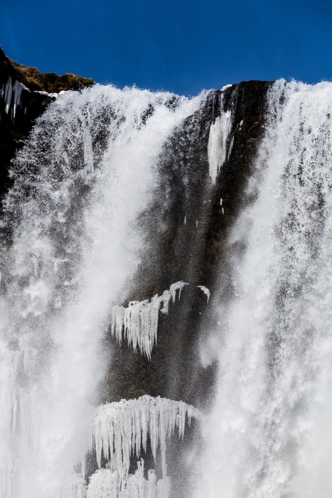 Skogarfoss Waterfall in the Winter Iceland Canvas Art - Panoramic Images (36 x 12)