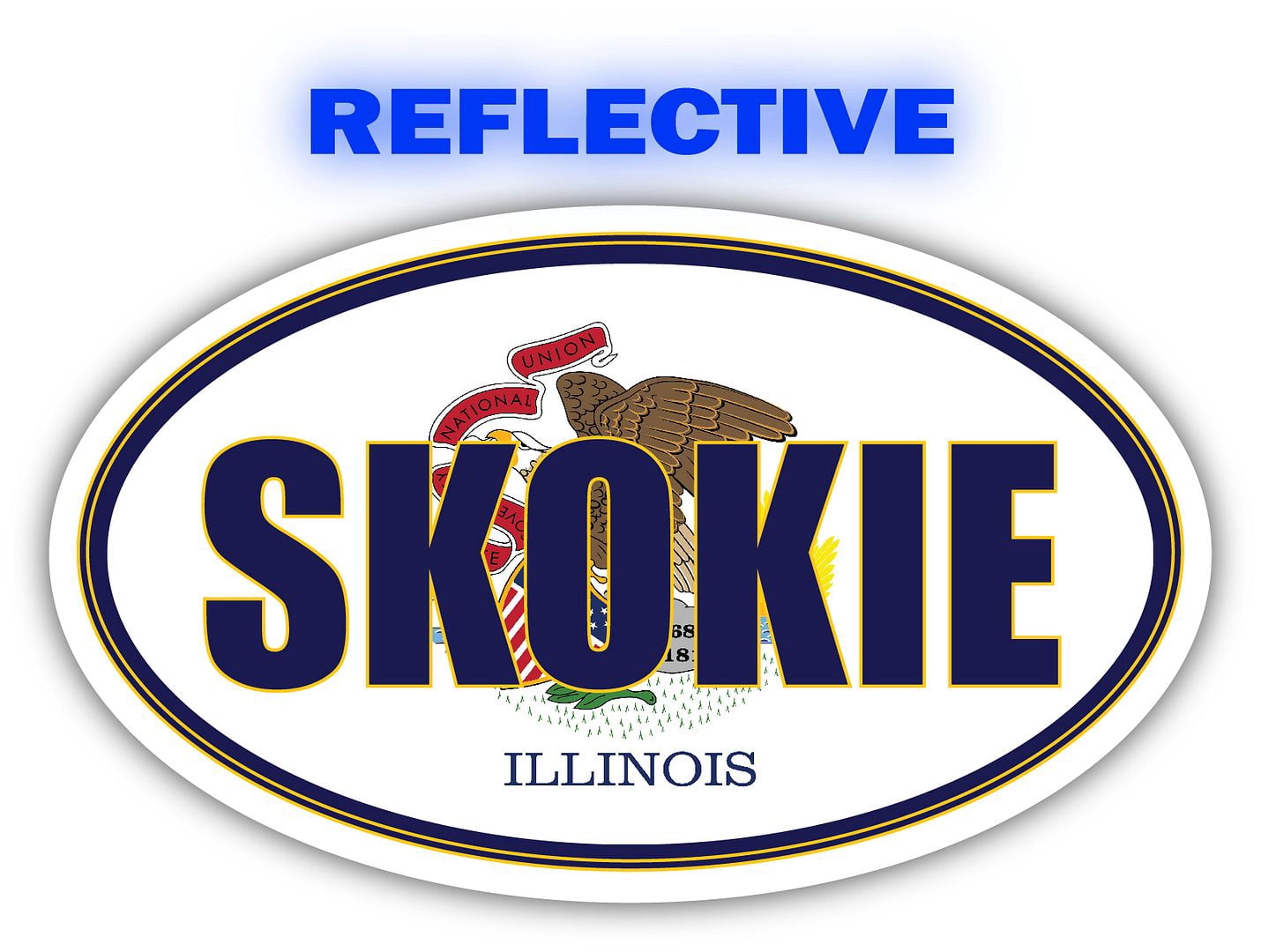 Skokie City Illinois State Flag | IL Flag Cook County Oval State Colors ...