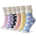 thumbnail image 1 of Skola 6 Pairs Womens Fuzzy Socks Cozy Fluffy Winter Warm Slipper Socks Microfiber Soft Home Sleeping Socks women's shoe size 5-8.5, 1 of 10