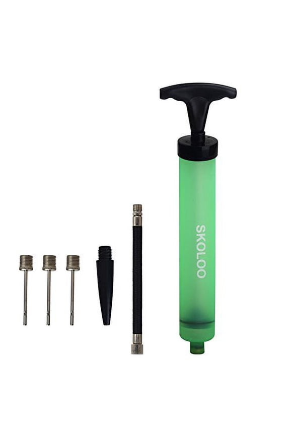 10" Portable Hand Air Ball Pump Inflator Kit with Needle, Nozzle, Extension Hose for Soccer Basketball Football Volleyball Water Polo Rugby Exercise Sports Ball Balloon Swim Inflatables, Green