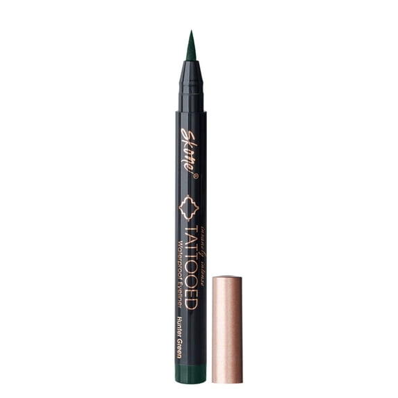Skone Cosmetics Insanely Intense Tattooed Eyeliner - Smudge Proof, Sweat Proof Liquid Eyeliner Felt Tip Applicator, Pigmented Liquid Eye Liner Makeup - Waterproof Tattoo Eyeliner -Hunter Green, 0.07oz