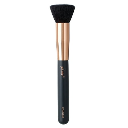 Skone Cosmetics Powder Brush - Luxe Premium Rose Gold and Synthetic Black Face Powder Brush - Professional Grade Nylon Powder Face Brush For Applying Pressed Powder, Loose Powder, Setting Powder, Bron