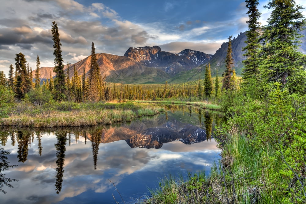Skookum Volcano Reflecting In A Pond Along The Nabesna Road In Wrangell-St Elias National Park And Preserve Southcentral Alaska Summer Hdr Canvas Art - Lucas Payne Design Pics (19 x 12)