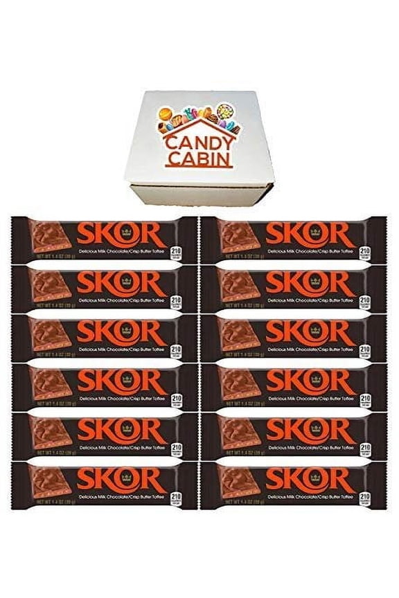Skor Milk Chocolate Butter Toffee 1.4 Oz Candy Bars, Multiple Pack Box By CANDY CABIN 12 Pack