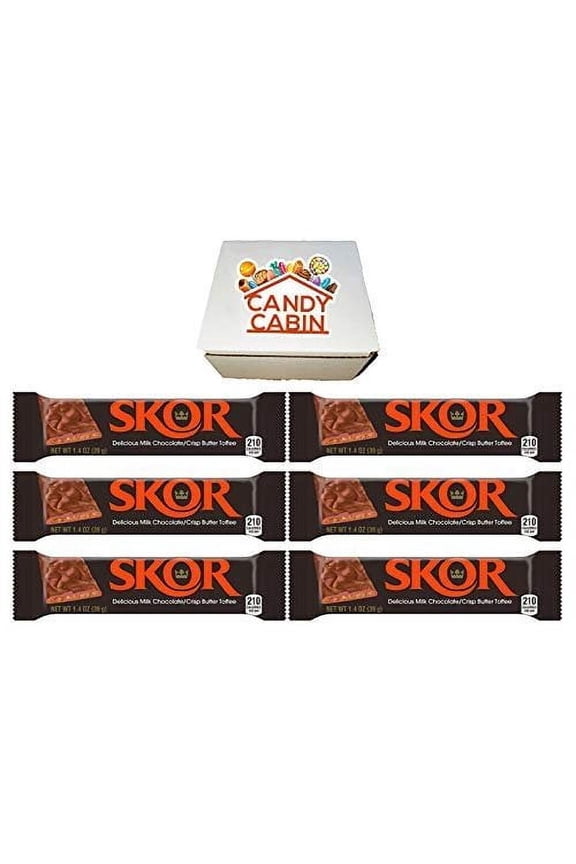 Skor Milk Chocolate Butter Toffee 1.4 Oz Candy Bars, Multiple Pack Box By CANDY CABIN 6 Pack