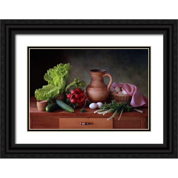 Skorokhod, Tatyana 14x11 Black Ornate Wood Framed with Double Matting Museum Art Print Titled - Still Life With Vegetables