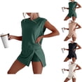 thumbnail image 1 of Skort Sets Women 2 Piece Outfits Cotton Tank Top and Athletic Sweat Skirt Matching Sets Casual Travel Outfits Khaki, Size M, 1 of 9