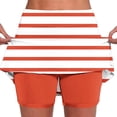 thumbnail image 1 of Skort Shorts Women, Striped Print High Waisted Golf Skirts with Pockets Athletic Casual Tennis Mini Skirt (L, Orange), 1 of 6