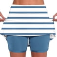 thumbnail image 1 of Skort Shorts Women, Striped Print High Waisted Golf Skirts with Pockets Athletic Casual Tennis Mini Skirt (S, Navy), 1 of 6