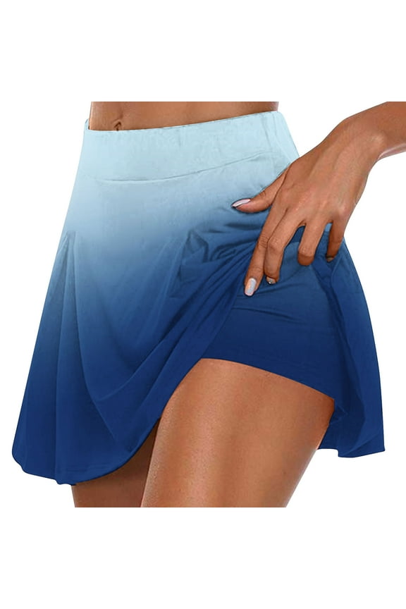 Skorts for Women High Waisted Tennis Skirt Skort Skater Skirt Golf School Mini Short Skirt with Pocket 2 in 1 Running Shorts Leggings Quick Dry Jogging for Gym Workout Yoga Cycling Biker Blue XL
