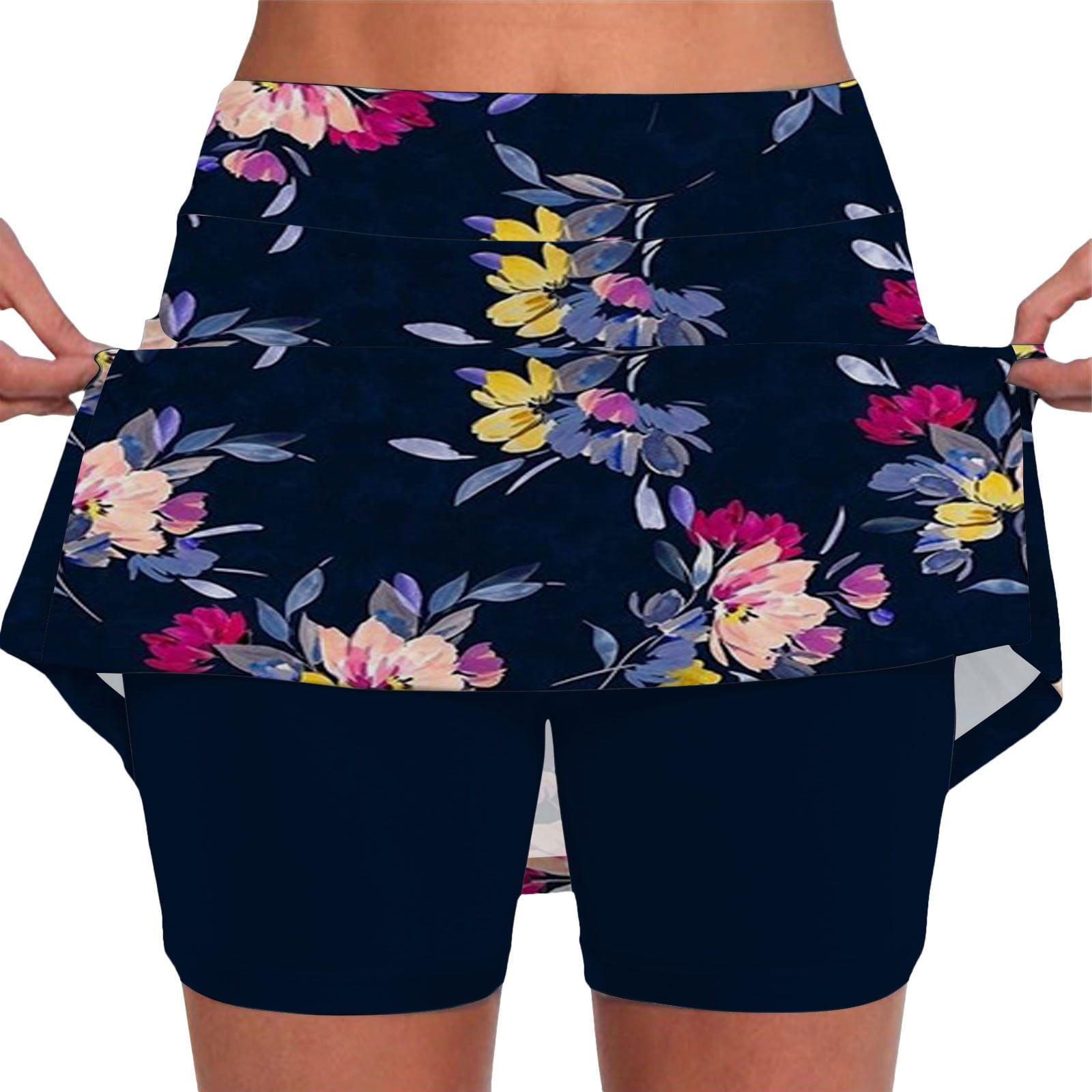 Skorts for Women Knee Length Biker 2 In 1 Tummy Control Plus Size 2024