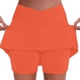 thumbnail image 1 of Skorts for Woman Plus Size High Waisted Skirt with Shorts Underneath Athletic Tennis Skirts with Pockets Tummy Control Orange 2XL, 1 of 7