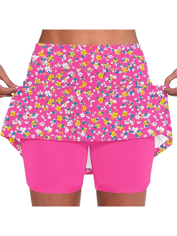 Skorts for Woman Plus Size High Waisted Skirt with Shorts Underneath Athletic Tennis Skirts with Pockets Tummy Control