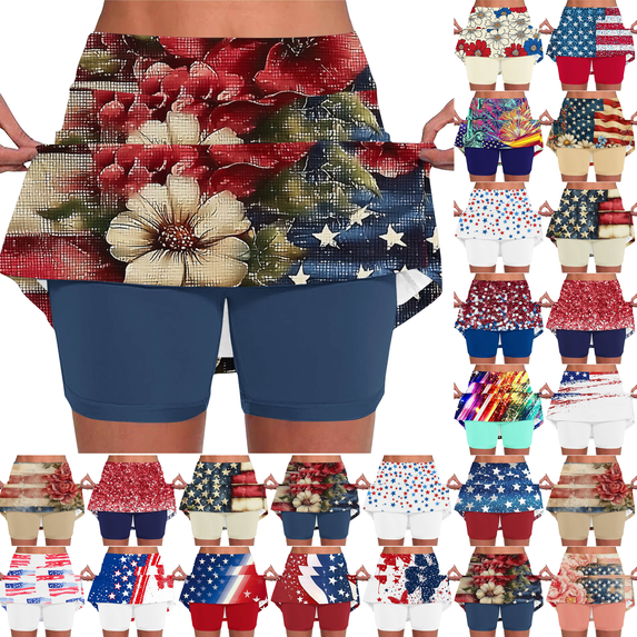 Skorts for Woman with Pockets High Waist Tummy Control Lightweight Casual Printed Summer Tennis Golf Yoga Skirt