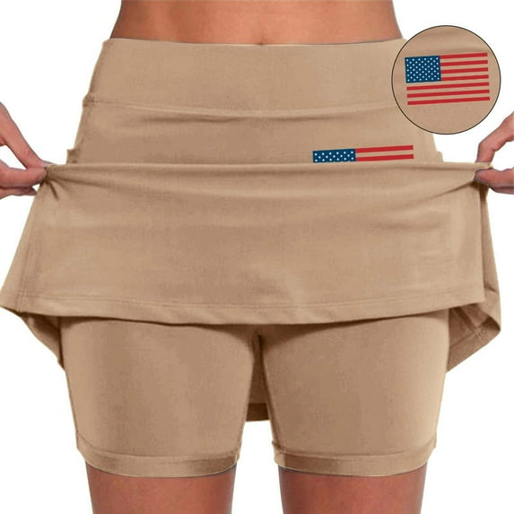 Skorts for Women American Flag Graphic High Waisted Athletic Tennis Skirt Shorts Independence Day Skort