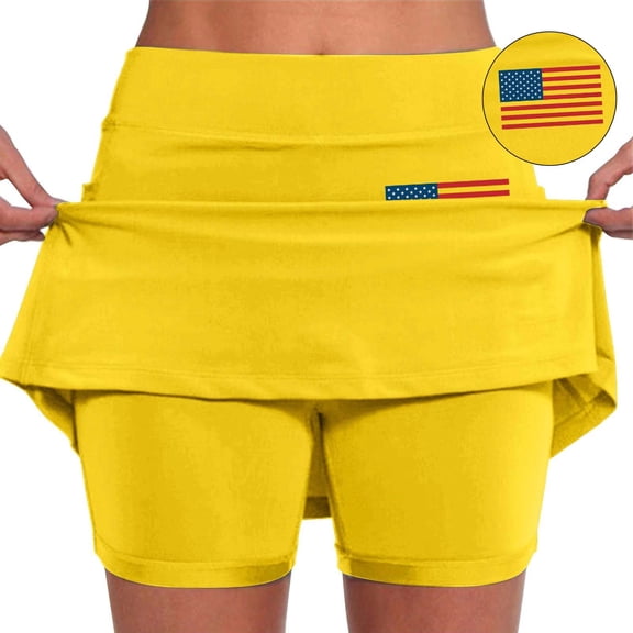 Skorts for Women American Flag Graphic High Waisted Athletic Tennis Skirt Shorts Independence Day Skort