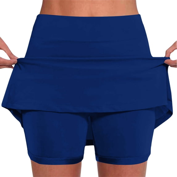 Skorts for Women Athletic Skort with Built-in Shorts High Waist Moisture Wicking Quick Dry Tennis Golf Workout Activewear Dark Blue S
